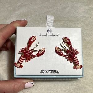 House of Harlow hand painted lobster dangle earrings